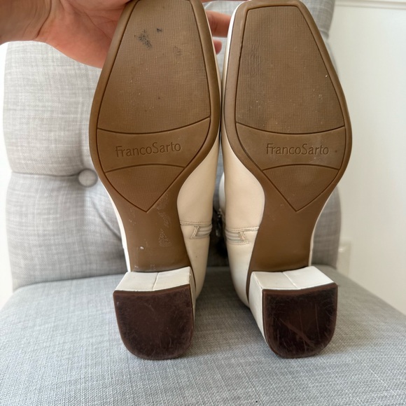 Franco Sarto Womens Marquee Leather Square Toe Ankle Bootie Sz 8.5 Ivory‎ White - Picture 11 of 11